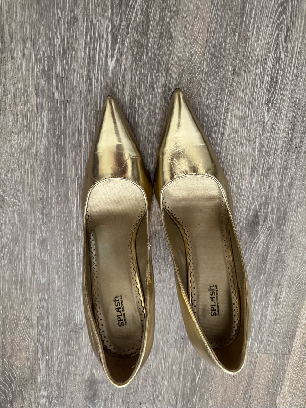 Splash Metallic Gold Pointed-Toe Women’s Heels